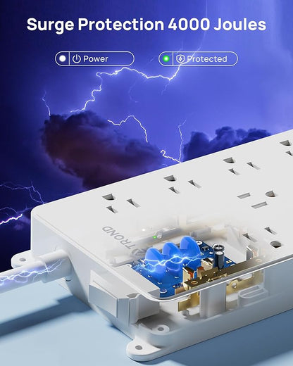 TROND 360° Rotating Flat Plug, Surge Protector Power Strip, 13AC Widely Spaced - Image 2