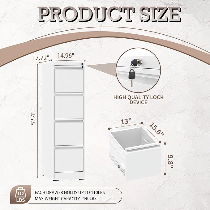 File Cabinet, 4 Drawer File Cabinet - Image 3