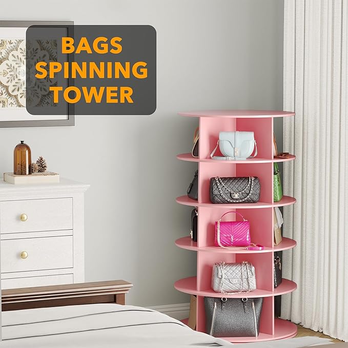 SpaceAid 5 Tier Rotating Shoe Rack Tower, Spinning Shoe Display Lazy Susan - Image 5