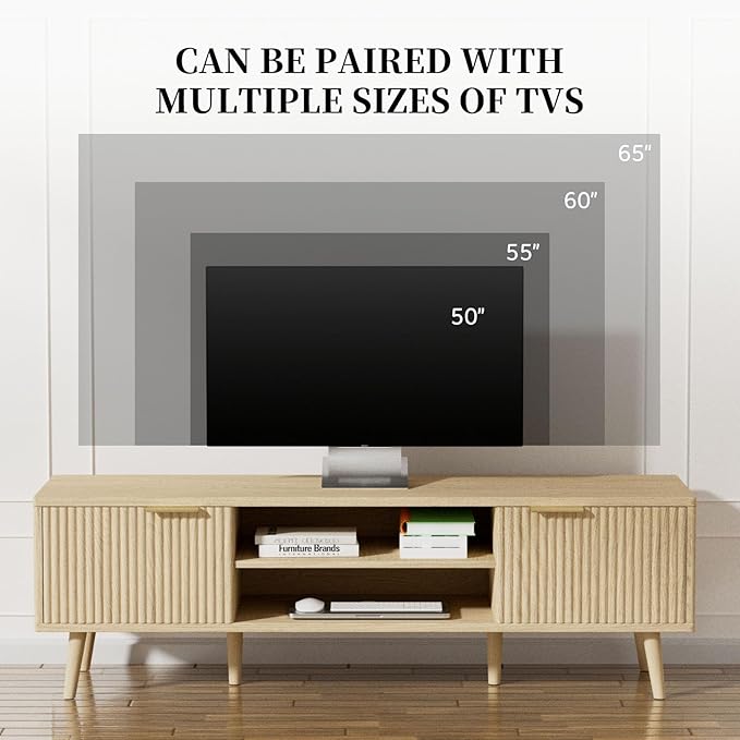 SHGJ&SOFT Storable TV Stand 65 Inch, Mid Century Modern TV Console Two Cabinet - Image 3