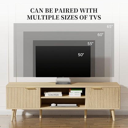 SHGJ&SOFT Storable TV Stand 65 Inch, Mid Century Modern TV Console Two Cabinet - Image 3