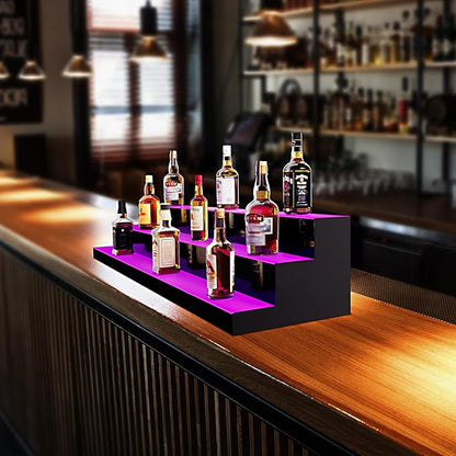 VEVOR LED Lighted Liquor Bottle Display Shelf, 3 Tiers 60 Inches, Supports USB - Image 2