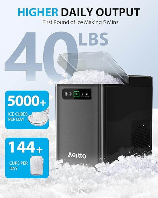 Aeitto Nugget Ice Maker 40Lbs/24H, Countertop Soft Chewable Ice Pebble Ice - Image 3