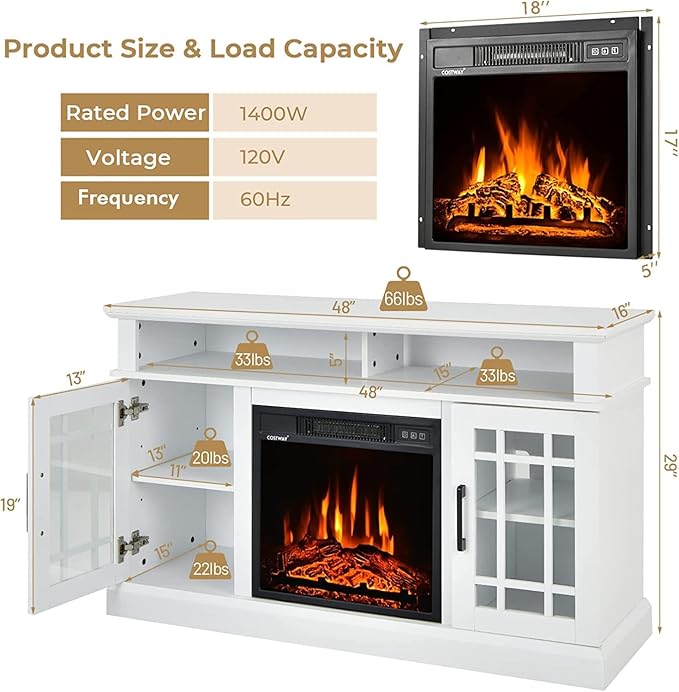 SIMOE Fireplace TV Stand Electric Fireplace 49Inch Console up to 55'' TV - Image 3