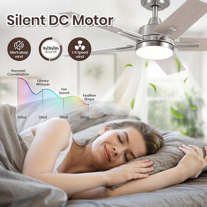 SODSEA Ceiling Fans with Lights, 42 Inch Nickel Ceiling Fan with Light and - Image 7