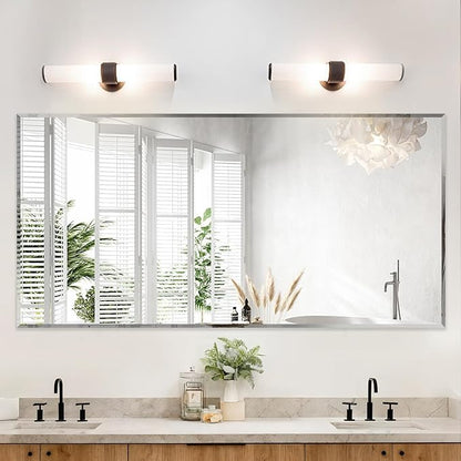Frameless Beveled Edge Bathroom Mirror 36x72 Inch Rectangle Wall Mirror by LAMCHMOR