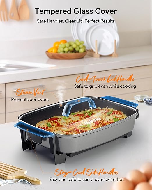 Nuwave Medley XL Digital Electric Skillet, Family Size Griddle w/Glass Lid - Image 8