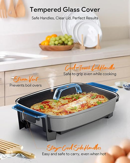 Nuwave Medley XL Digital Electric Skillet, Family Size Griddle w/Glass Lid - Image 8