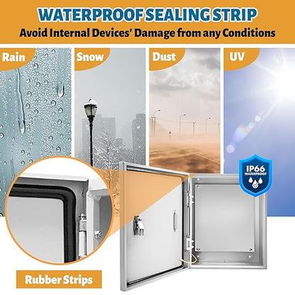 Outdoor Electrical Box 20 x 16 x 10''D NEMA 4X Enclosure Steel Box, Waterproof - Image 3