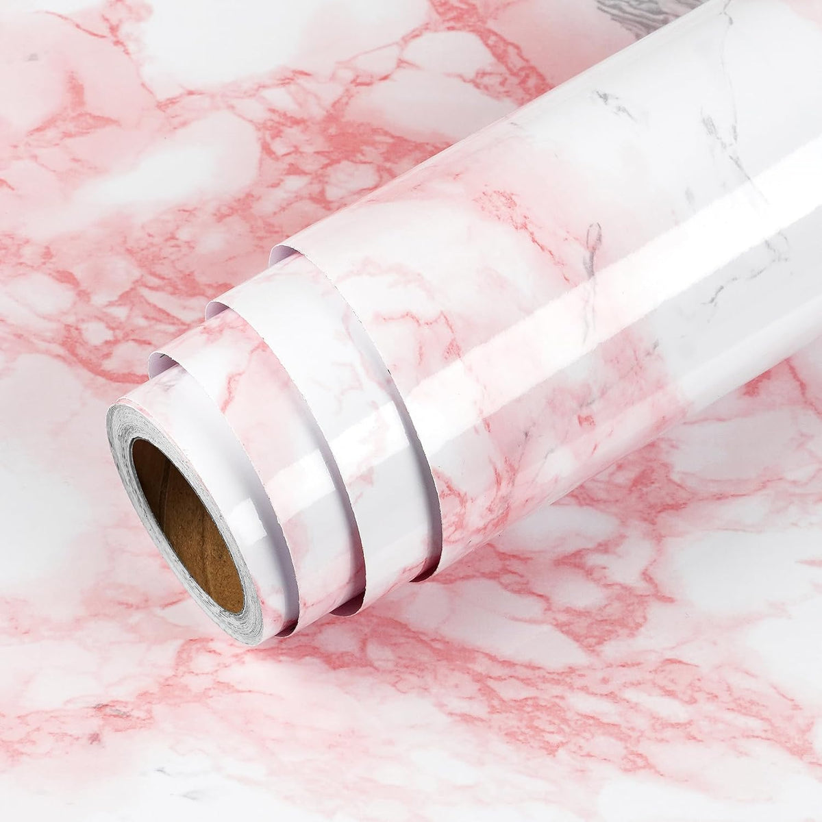 Livelynine 24x197 Marble Contact Paper Peel and Stick Countertops Waterproof Hot Pink Marble Wallpaper for Walls Bedroom Shower Bathroom Wall Paper Decor Kitchen Vinyl Wrap Shelves Counter Desk Cover