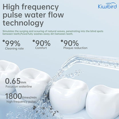 KIWIBIRD Mini Water Flosser for Travel, Ultra-Portable Cordless Oral Irrigator - Image 2