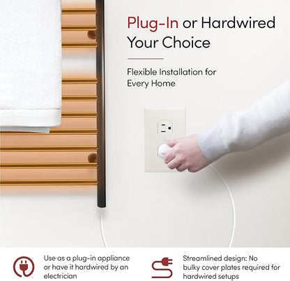 Heated Towel Rack, 10-Bar Wall-Mounted Electric Towel Warmer, Matte Black - Image 10