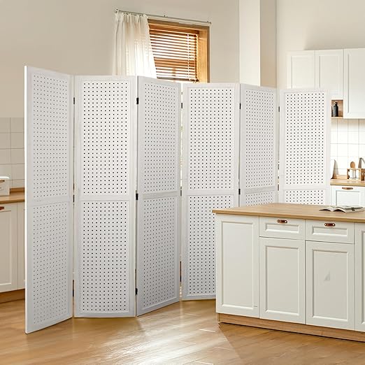 Babion 6 Panel Pegboard Display, Freestanding Folding Privacy Screens - Image 3