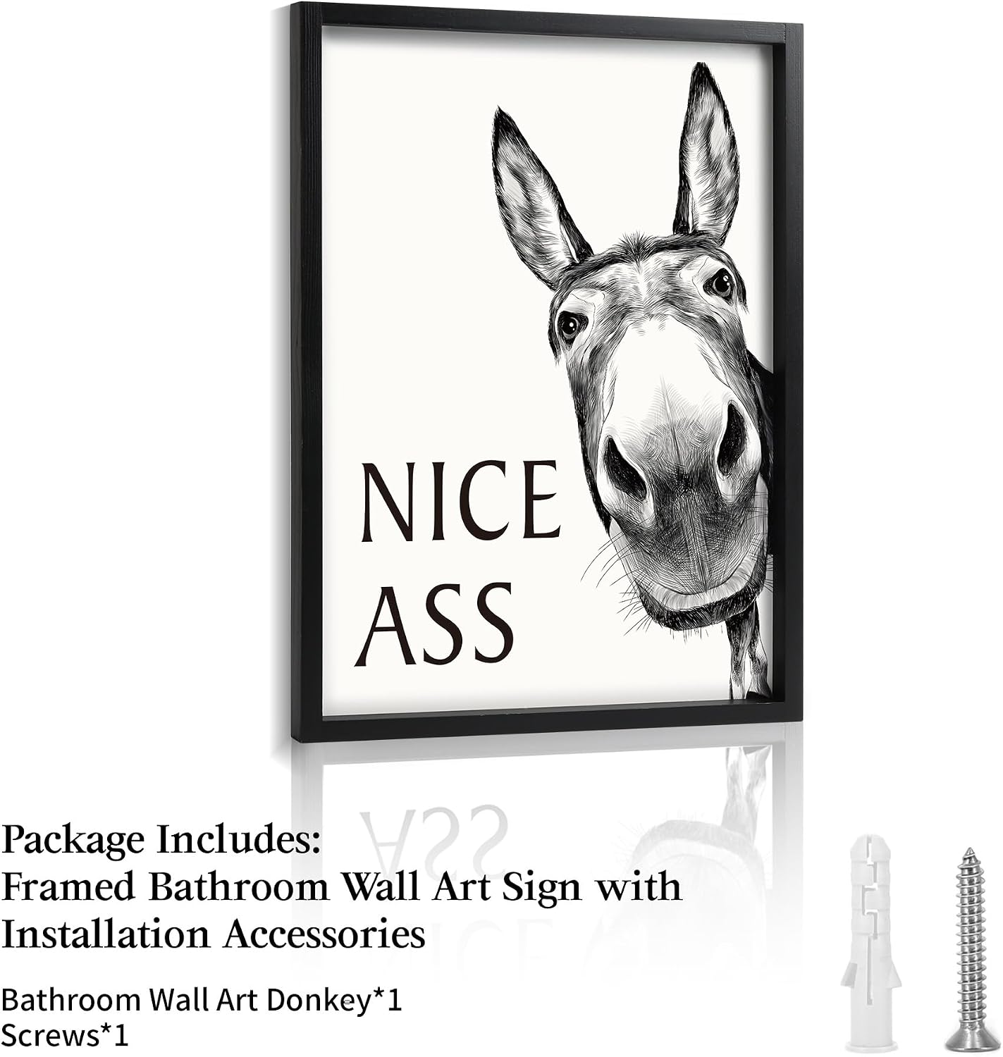 Heiple Framed Bathroom Art Bathroom Wall Decor Farmhouse Home Bathroom Decor Sets Vintage Funny Wall Art Bathroom Signs (Black, 8"x10")