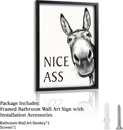 Heiple Framed Bathroom Art Bathroom Wall Decor Farmhouse Home Bathroom Decor Sets Vintage Funny Wall Art Bathroom Signs (Black, 8"x10")