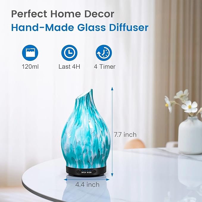 Essential Oil Diffuser, 120ML Glass Aromatherapy Diffuser - Image 3