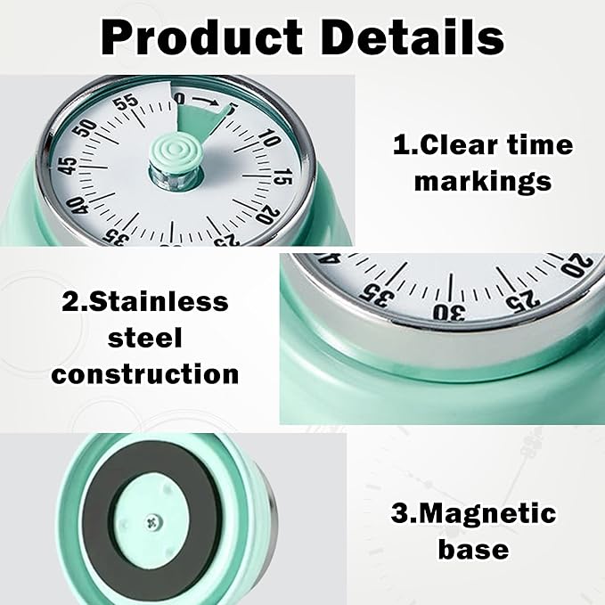KwonfaiDelil 60-Minute Magnetic Visual Timer, Silent Operation and No Battery - Image 3