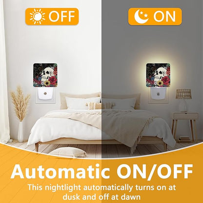 GANTINIR Halloween Skull Night Light, Plug-into Skeleton Flower Floral - Image 6