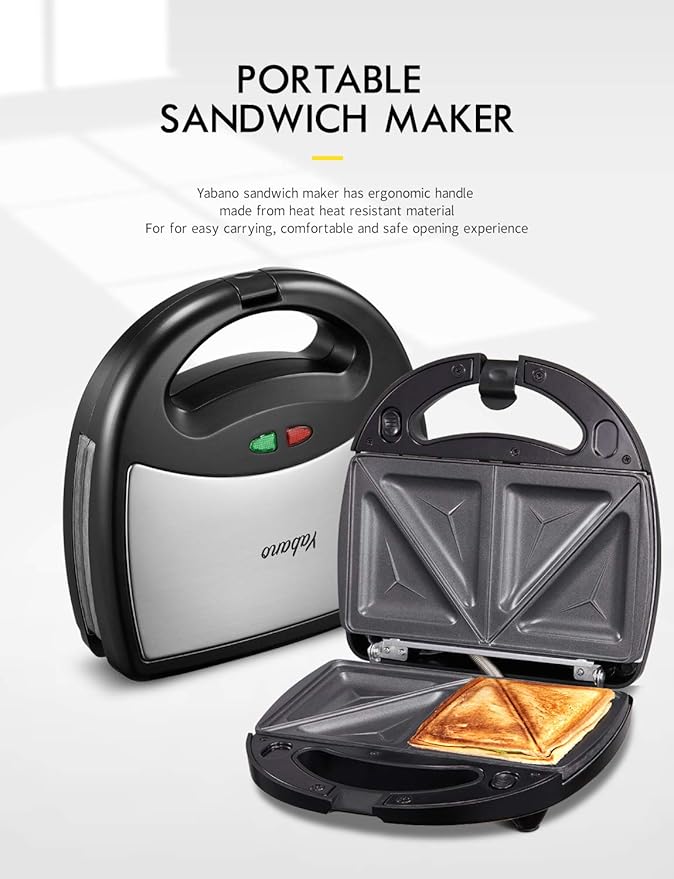 Yabano Sandwich Maker, 3 in 1 Waffle Maker, Toaster and Electric Panini Press - Image 5