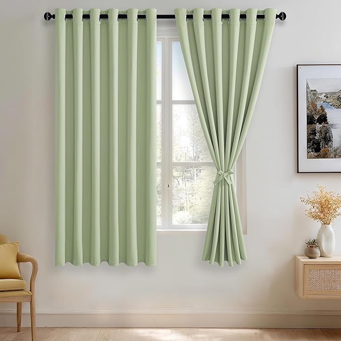 JIUZHEN Light Green Blackout Curtains by JIUZHEN