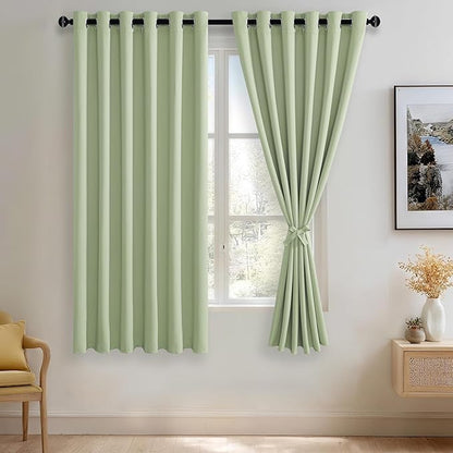 JIUZHEN Light Green Blackout Curtains by JIUZHEN