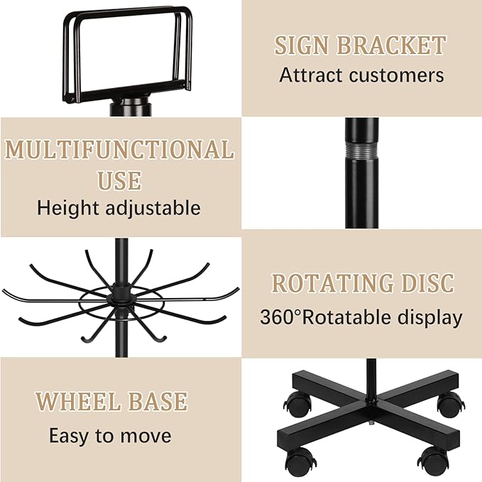 Exttlliy Retail Display Stand Store Display Rack 6 Tier Metal Spinning Display - Image 4