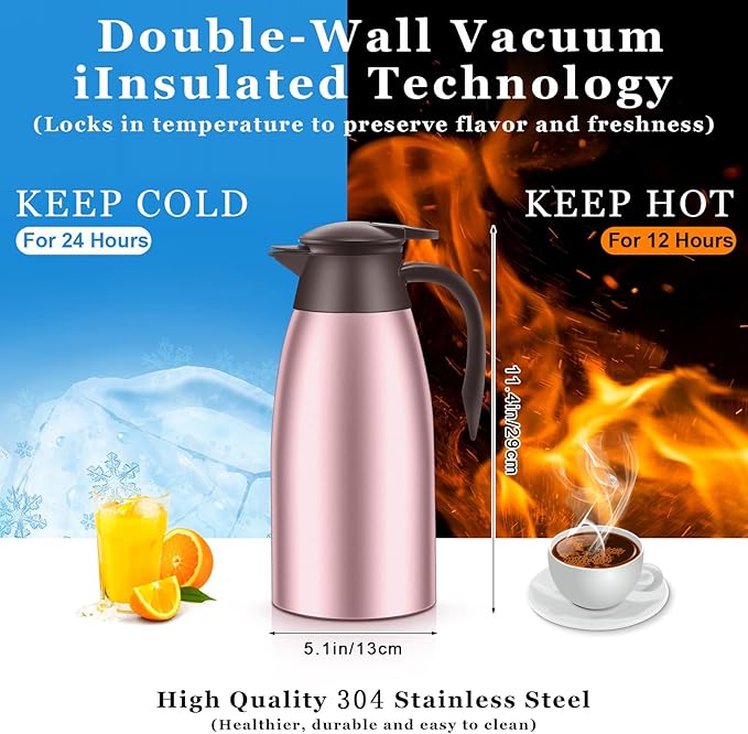 Norme 2 Pcs Thermal Coffee Carafe Insulated Stainless Steel Coffee Carafe - Image 2