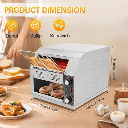 Commercial Conveyor Toaster, 300 Slices/Hour, Stainless Steel, Electric - Image 3