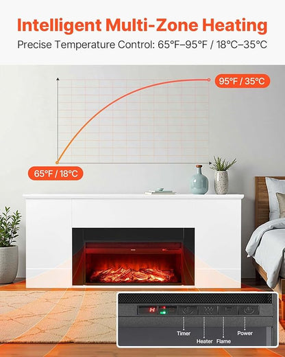 VEVOR 75-Inch Freestanding Fireplace, 1500W 5120 BTU Electric Fireplace Heater - Image 3