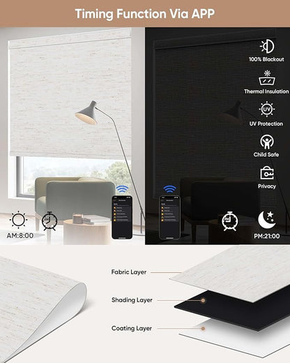 Kincmo Motorized Blinds with Remote, 100% Blackout Motorized Roller Shades Work - Image 5