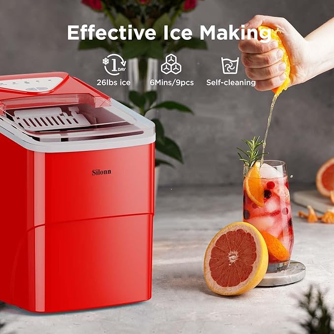 Silonn Ice Makers Countertop, 9 Cubes Ready in 6 Mins, Self-Cleaning Ice Machine - Image 2