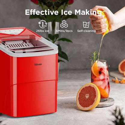 Silonn Ice Makers Countertop, 9 Cubes Ready in 6 Mins, Self-Cleaning Ice Machine - Image 2