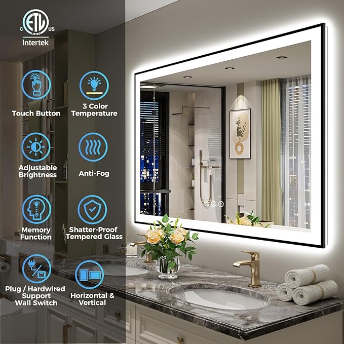 YEELAIT 55x30 Inch LED Bathroom Mirror - Image 2