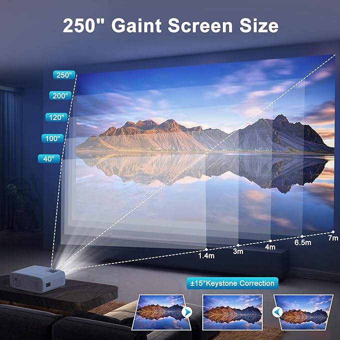 TMY Projector with WiFi and Bluetooth, Native 1080P Mini Projector, Portable - Image 6