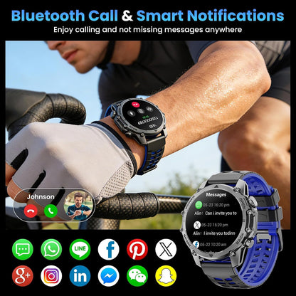 hwagol smart watches for men (call/notification),1.52''hd military smart showing dimensions