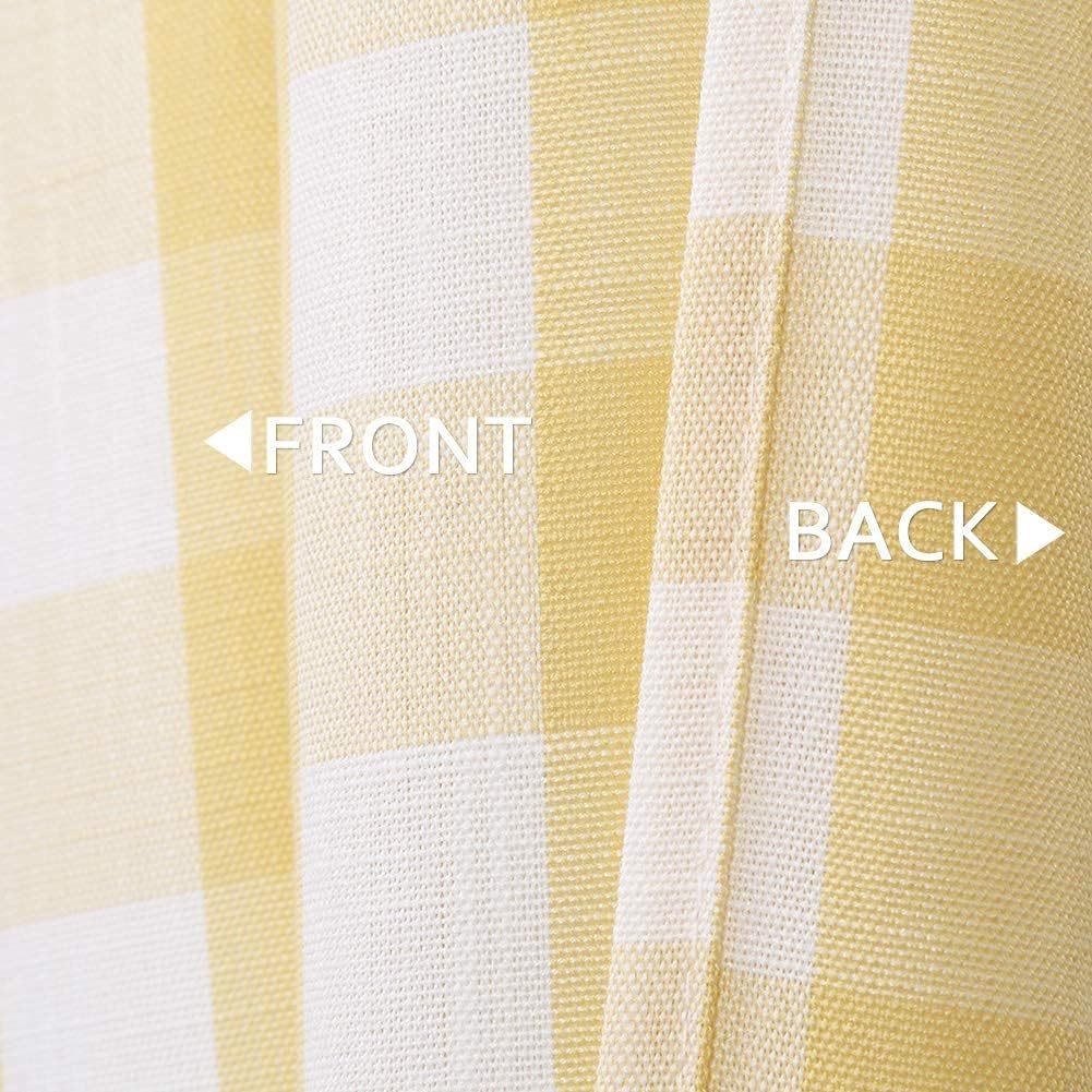 Gingham Buffalo Check Autumn Yellow Cafe Kitchen Curtain Valances, Plaid Design Thick Yarn Dyed Fabric Rod Pocket Valance Curtains for Bathroom, Living Room, 55" x 15", Yellow/White | Café Kitchen Curtains,Buffalo Checkered,Gingham Geo,Rustic Yarn Dyed