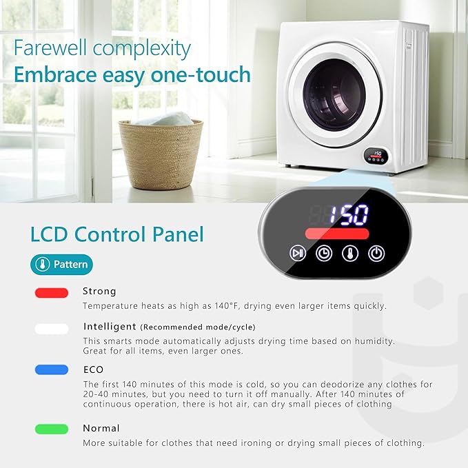 Euhomy Compact Laundry Dryer, 3.5 cu ft Front Load Stainless Steel Clothes - Image 5