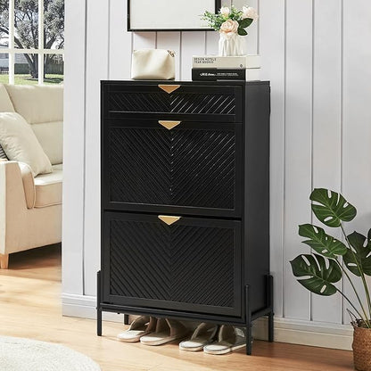 Shoe Cabinet Storage with 2 Flip Drawers, Narrow Hidden Shoes Organizer Cabinet by Unknown