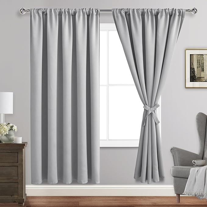 JIUZHEN Silver Grey Curtains for Bedroom by JIUZHEN