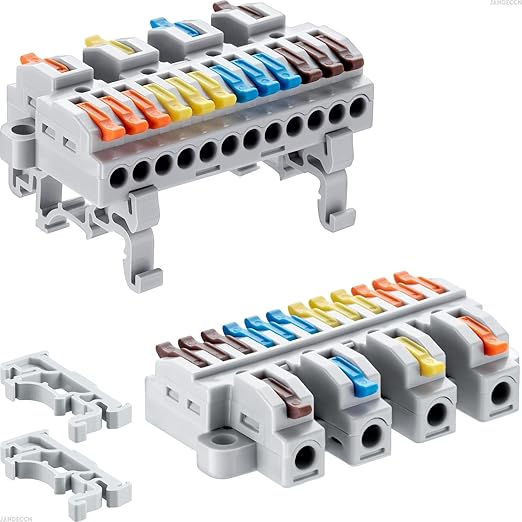 JANDECCN 4pcs DIN Rail Terminal Blocks, DIY Splicing Wire Connectors by JANDECCN
