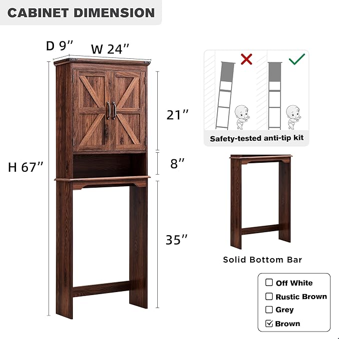ACCOHOHO Over The Toilet Storage Cabinet, Farmhouse Bathroom Cabinet - Image 2
