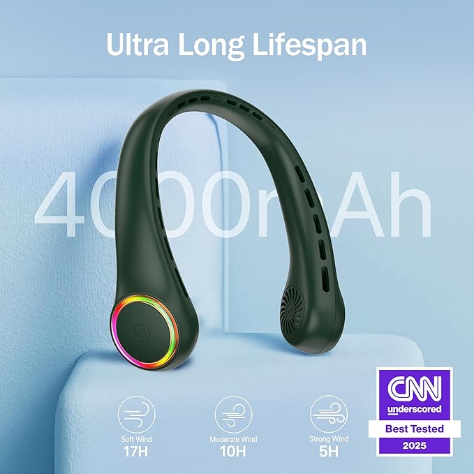 Neck fan, Portable Fan with 5-17H Lifespan, 4000mAh Neck fan air conditioner - Image 3