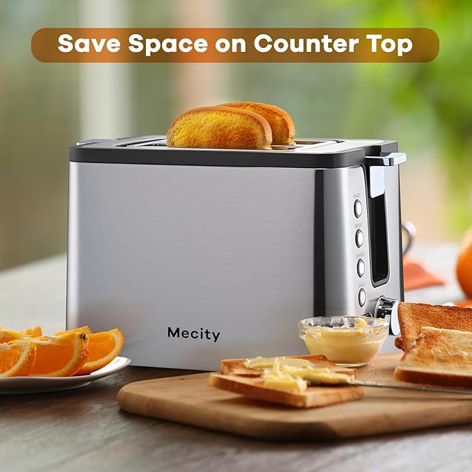 Mecity Toaster 2 Slice Stainless Steel Body, Cancel Functions, Warming Rack - Image 7