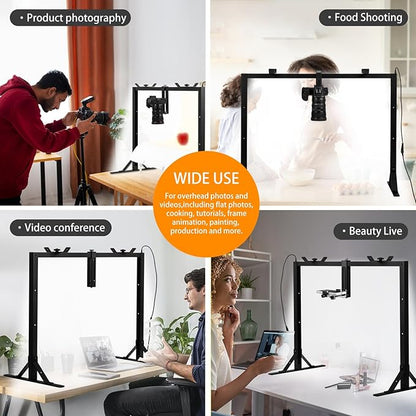 Overhead Camera Mount with Light LED 5600K Continuous -Top-Down Shooting Desk - Image 6