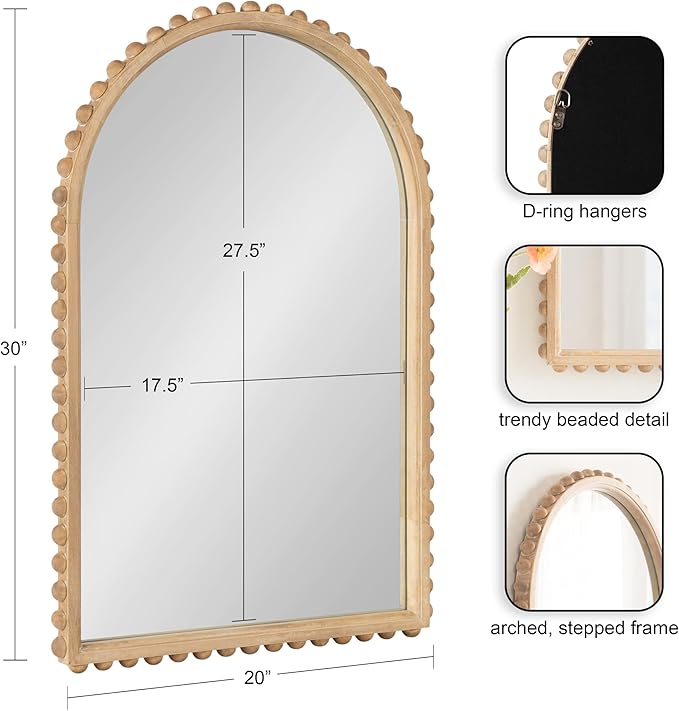 Kate and Laurel Beadbrook Modern Beaded Arched Mirror - Image 2