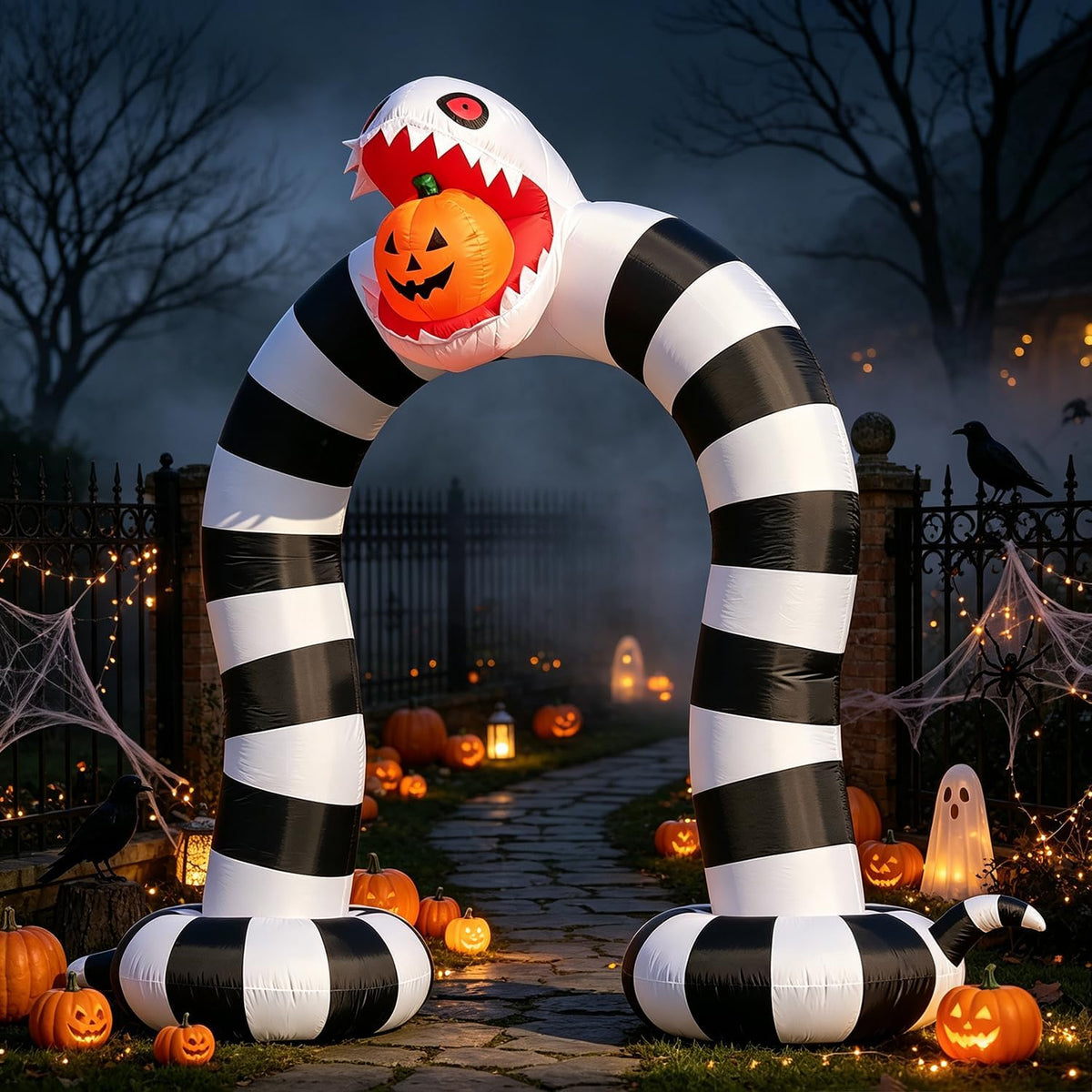 DomKom 10FT Halloween Inflatable Blow Up Decorations, 10FT Long 8FT Tall Sand...