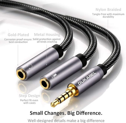 DUKABEL Long Headsets Splitter Adapter 3-Pole TRS Micprhone & Audio Female to - Image 4