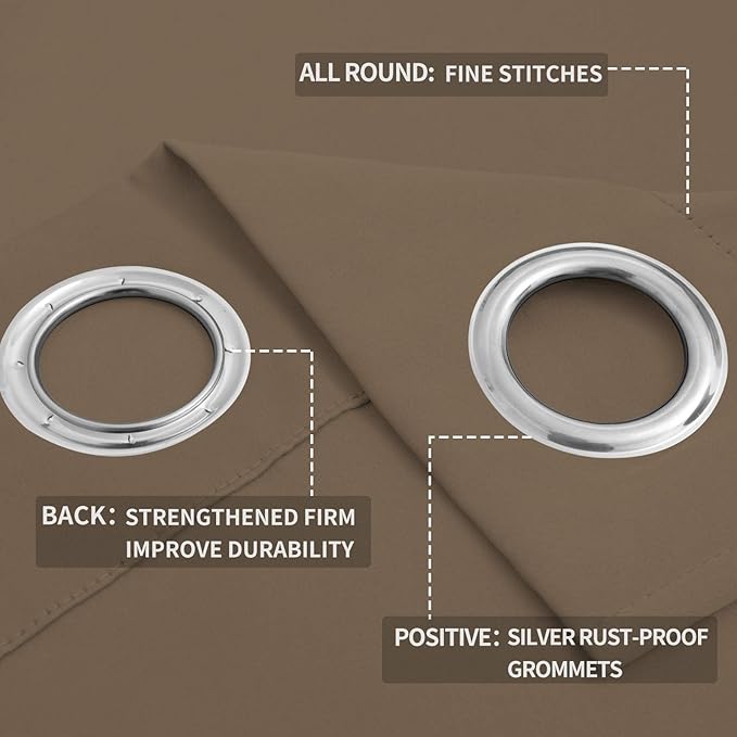 Easy-Going Blackout Curtains for Bedroom, Solid Thermal Insulated Grommet and - Image 4