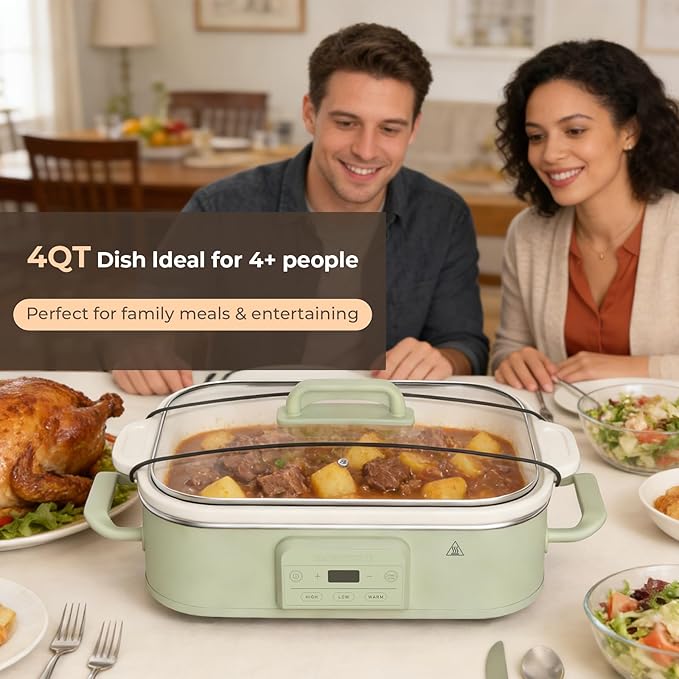 Magnifique 4 Quart Casserole Digital Slow Cooker, Premium Ceramic Bakeware - Image 2