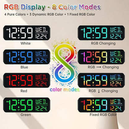 Peakeep Digital Alarm Clock for Bedrooms, Date Day of Week Large Display - Image 3